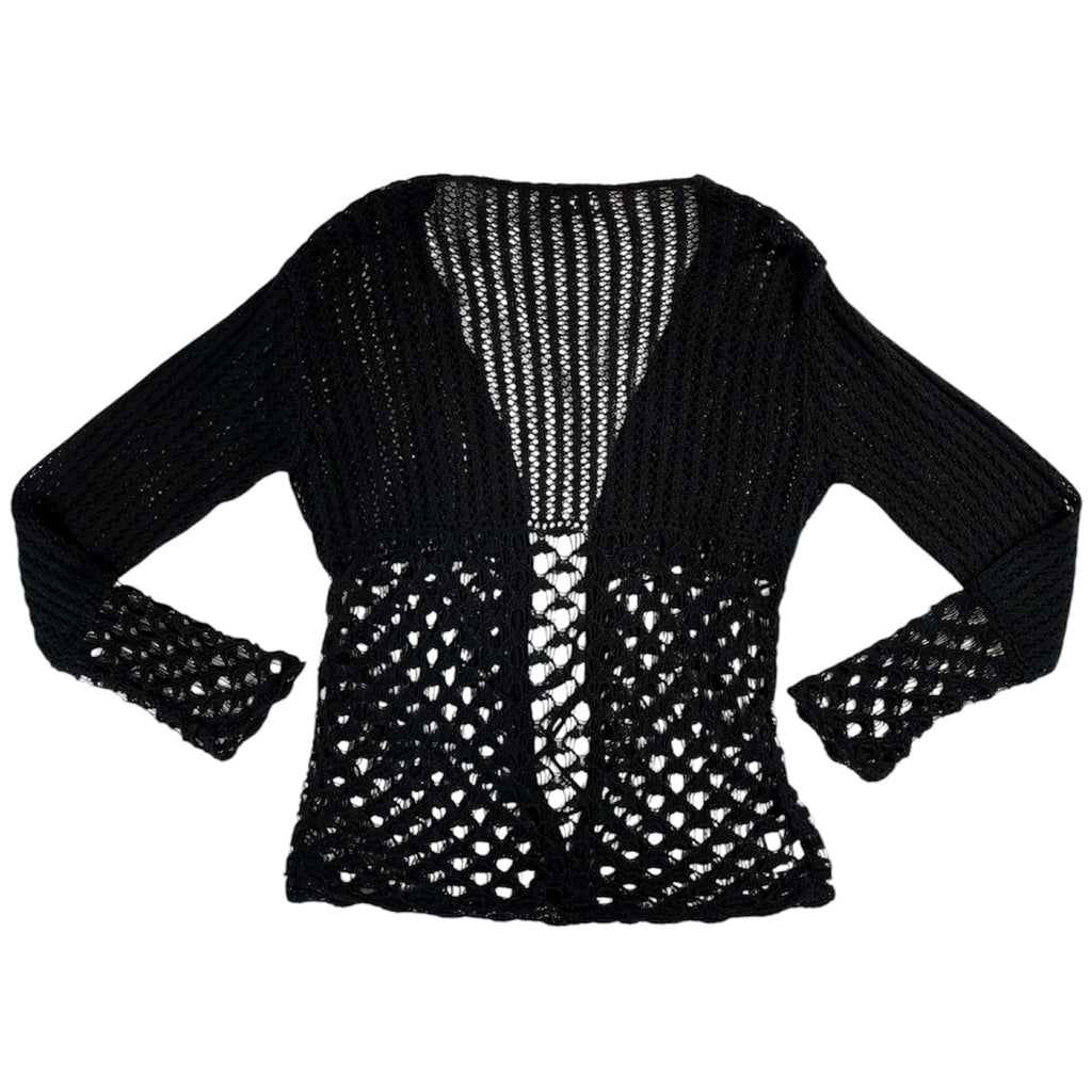 Miss Foxy Express Y2K Black Crochet Tie-Front Cardigan | UK 8