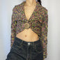 Y2K Multicolour Knit Cropped Cardigan TAGLIA42 | UK 6-8
