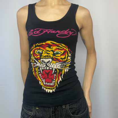 Ed Hardy Y2K Tiger Rhinestone Tank Top | Best Fit UK 8