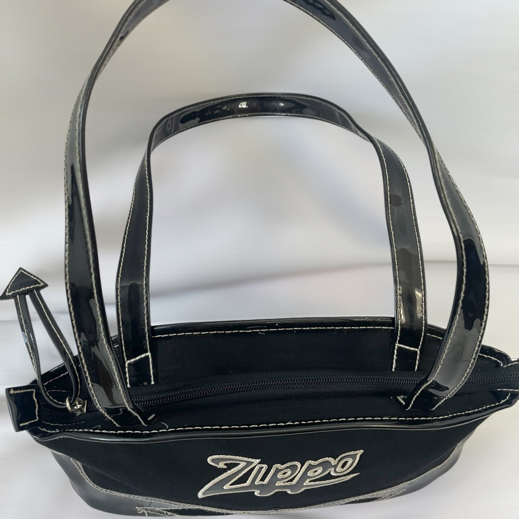 Y2K Zippo Black Patent Trim Shoulder Bag
