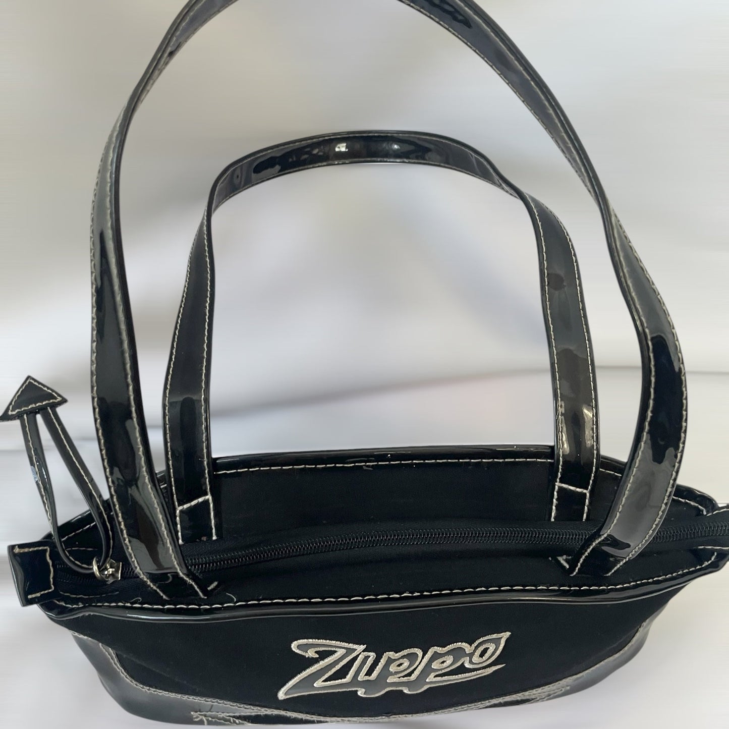 Y2K Zippo Black Patent Trim Shoulder Bag