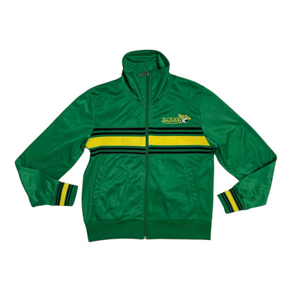 Rare Y2K Von Dutch Japan Green Track Jacket with Flying Eyeball Logo | Best Fit UK 6-8