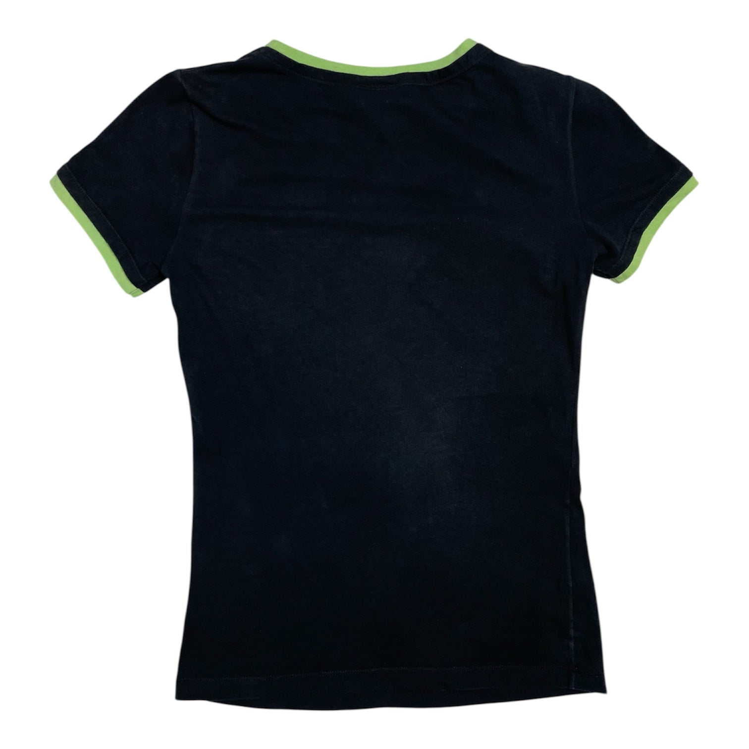 Y2K D&G by Dolce & Gabbana Black & Lime Trim Logo Tee | UK 6–8