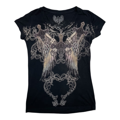 Y2K Xzavier USA Wing Rhinestone Graphic Tee | UK 8-10