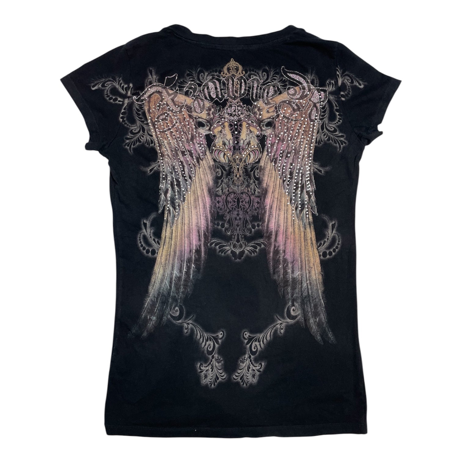 Y2K Xzavier USA Wing Rhinestone Graphic Tee | UK 8-10