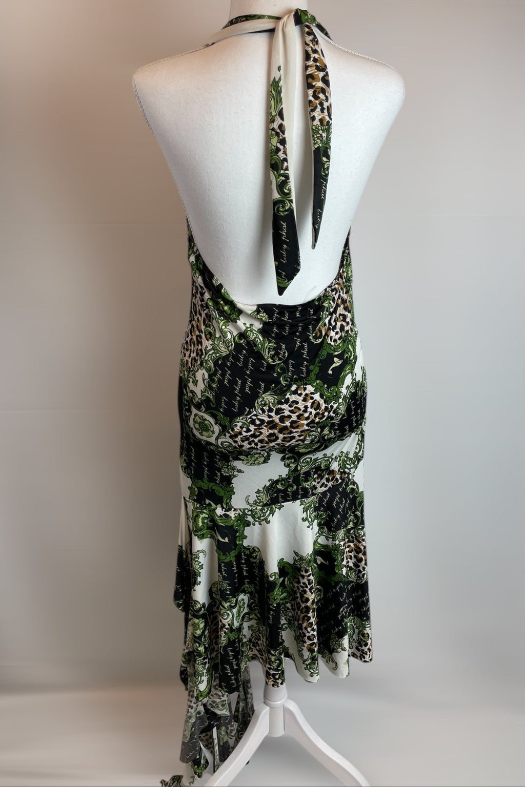 Rare Y2K Baby Phat Halter Dress Leopard Baroque Print | Best Fit UK 10