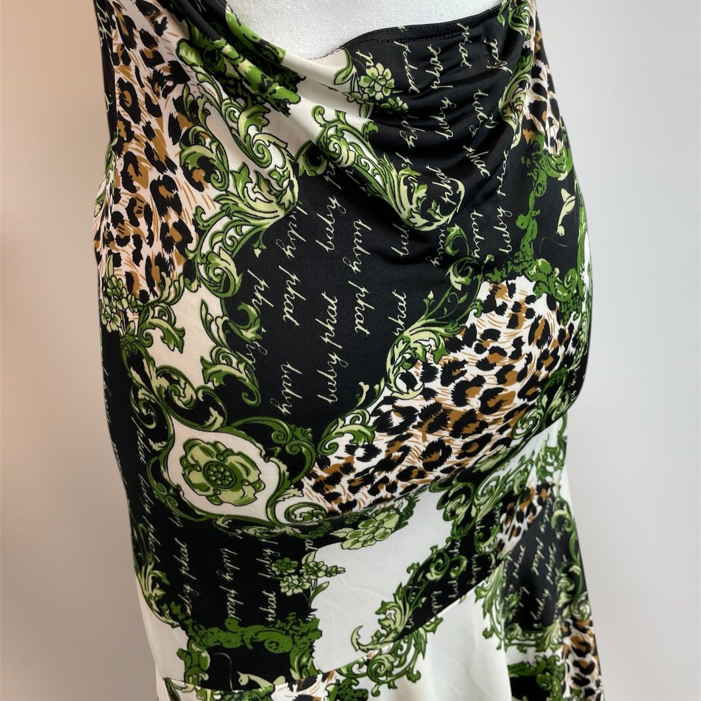 Rare Y2K Baby Phat Halter Dress Leopard Baroque Print | Best Fit UK 10