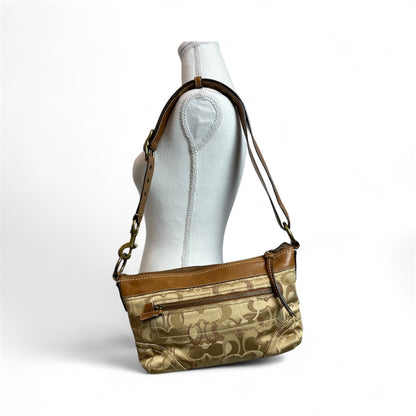 Y2K Coach Signature Jacquard Tan Shoulder Bag (E0973–F10379)