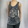 Y2K Vocal USA Rhinestone Fleur-de-Lis Acid Wash Tank | UK 8–10
