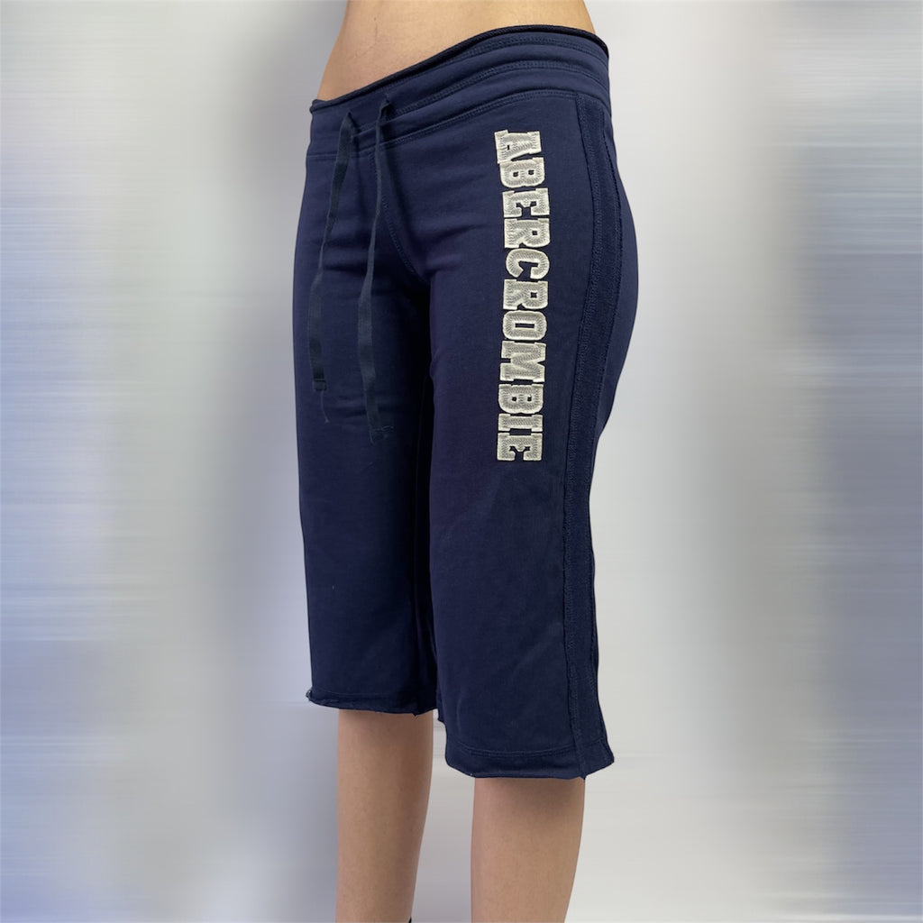 Y2K Abercrombie & Fitch Vintage Navy Cropped Sweatpants | UK 8