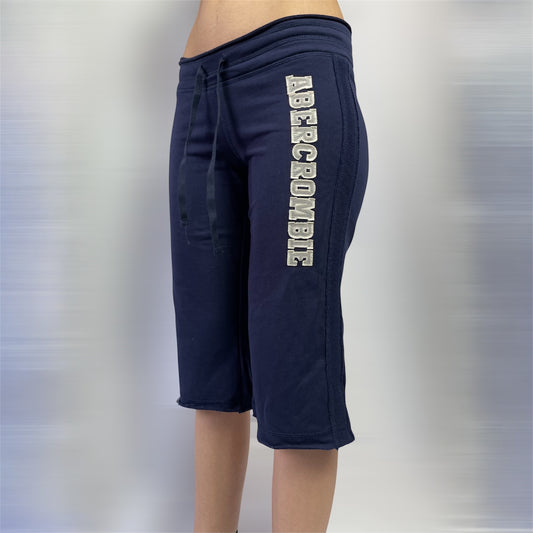 Y2K Abercrombie & Fitch Vintage Navy Cropped Sweatpants | UK 8