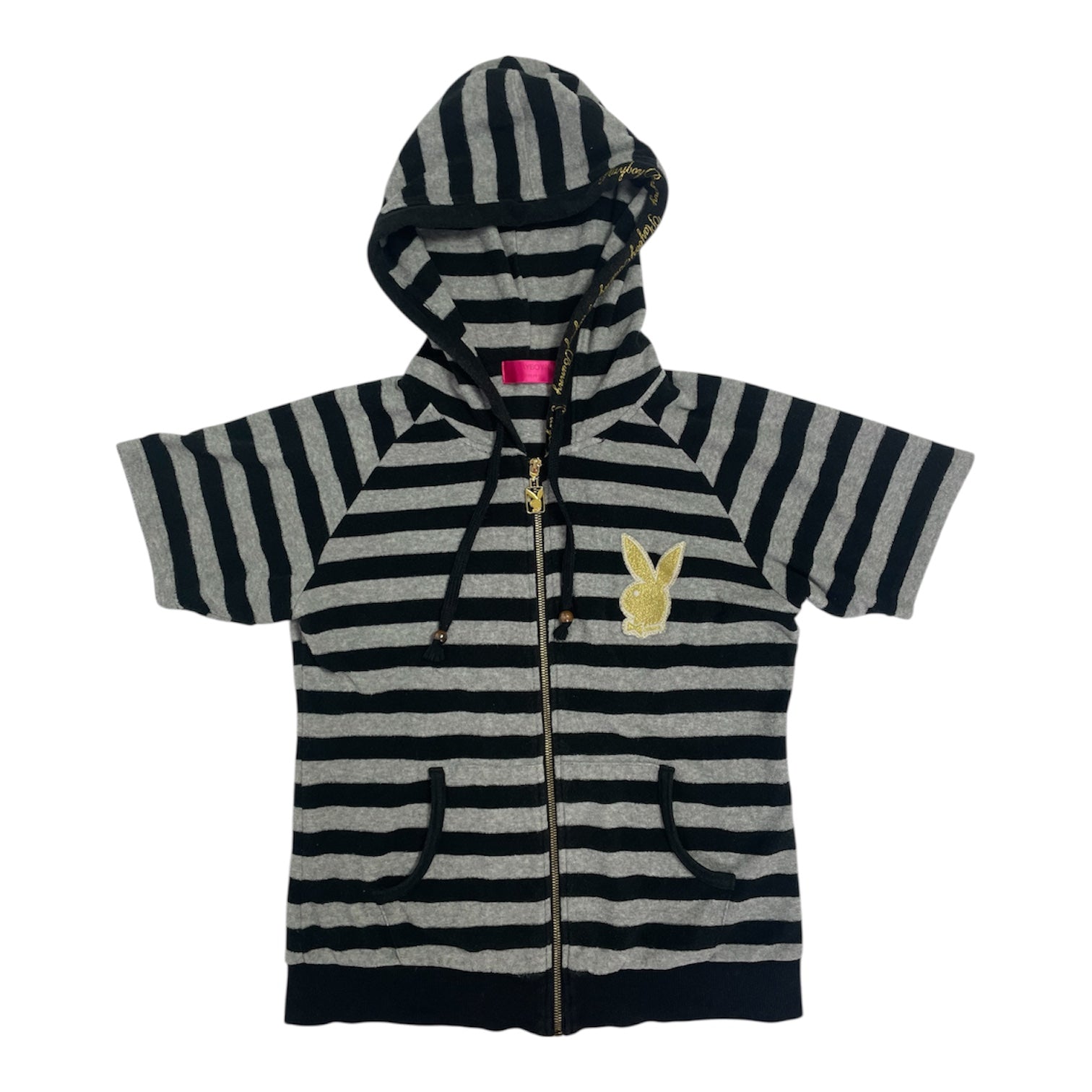 Rare Y2K Playboy Bunny Striped Zip Hoodie | Best Fit UK 8
