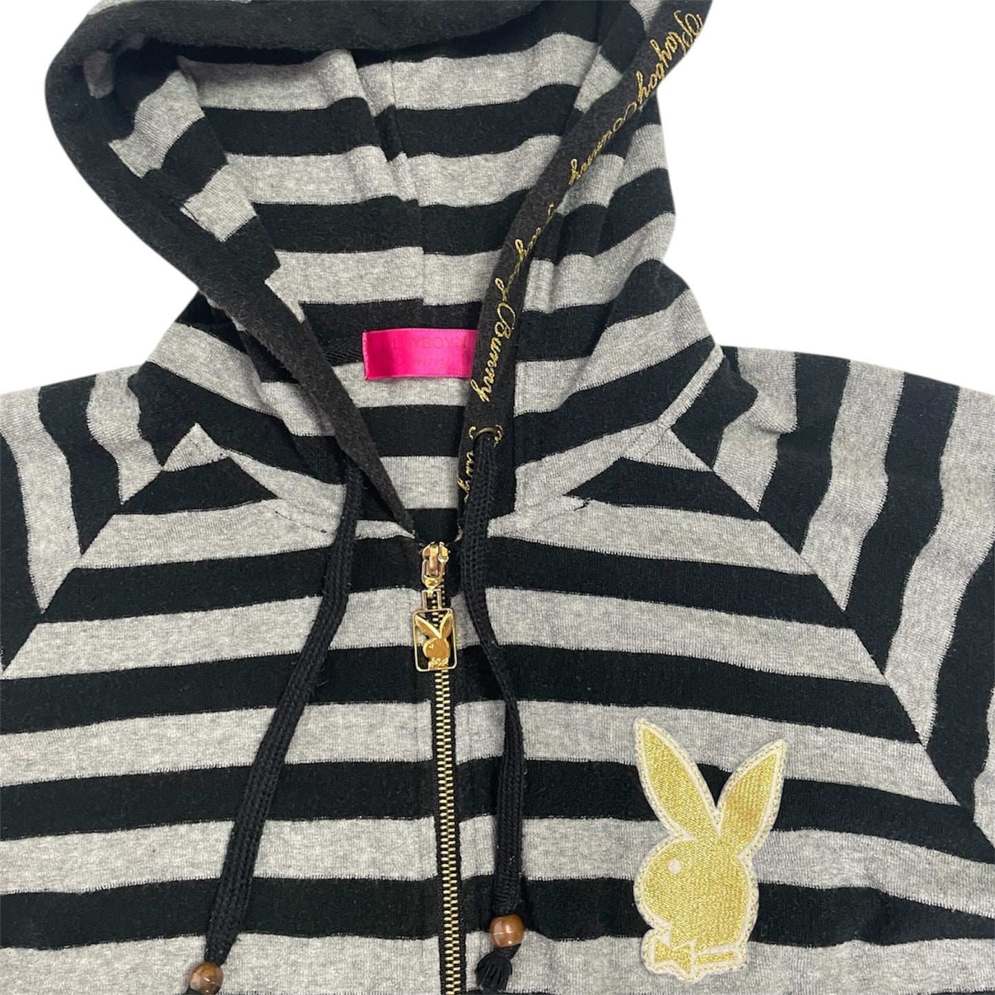 Rare Y2K Playboy Bunny Striped Zip Hoodie | Best Fit UK 8