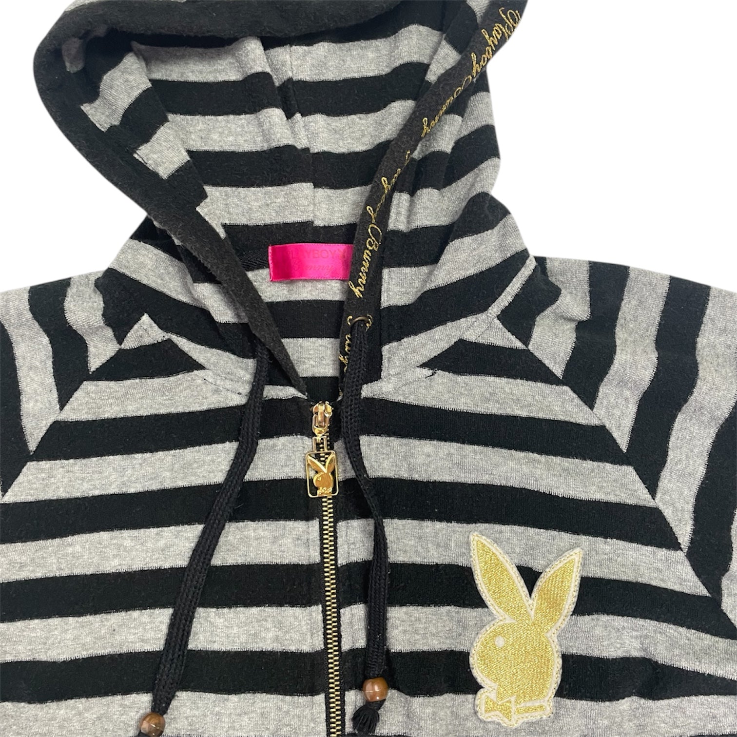 Rare Y2K Playboy Bunny Striped Zip Hoodie | Best Fit UK 8