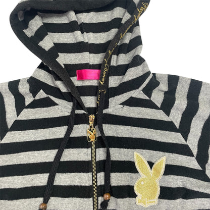 Rare Y2K Playboy Bunny Striped Zip Hoodie | Best Fit UK 8