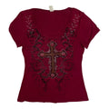 Vintage Y2K Liberty Wear Rhinestone Cross Tee | Best Fit UK 12-14