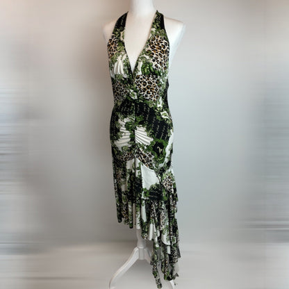 Rare Y2K Baby Phat Halter Dress Leopard Baroque Print | Best Fit UK 10