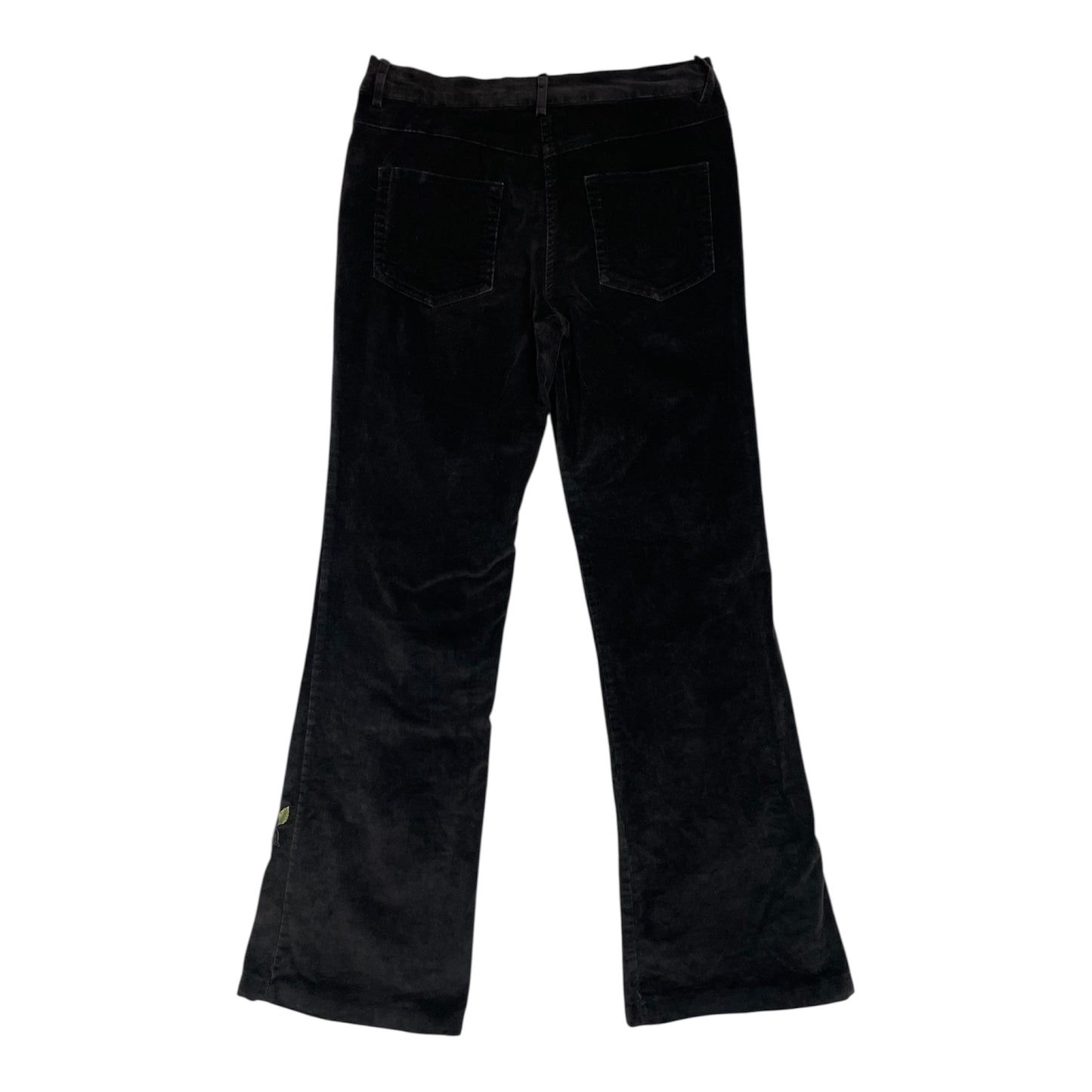 Black Velour Flares with Sequin Rose Patch | W28