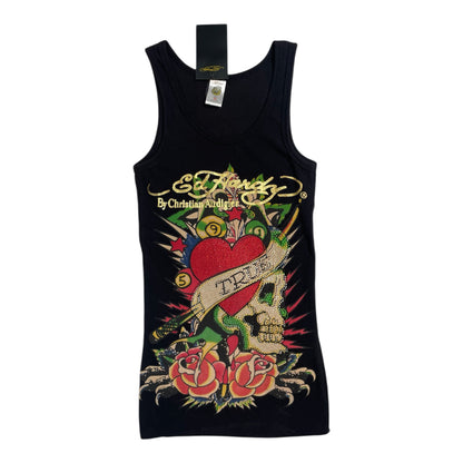 NWT Ed Hardy “True Love” Rhinestone Tank Top (Made in USA) | Best Fit UK 8