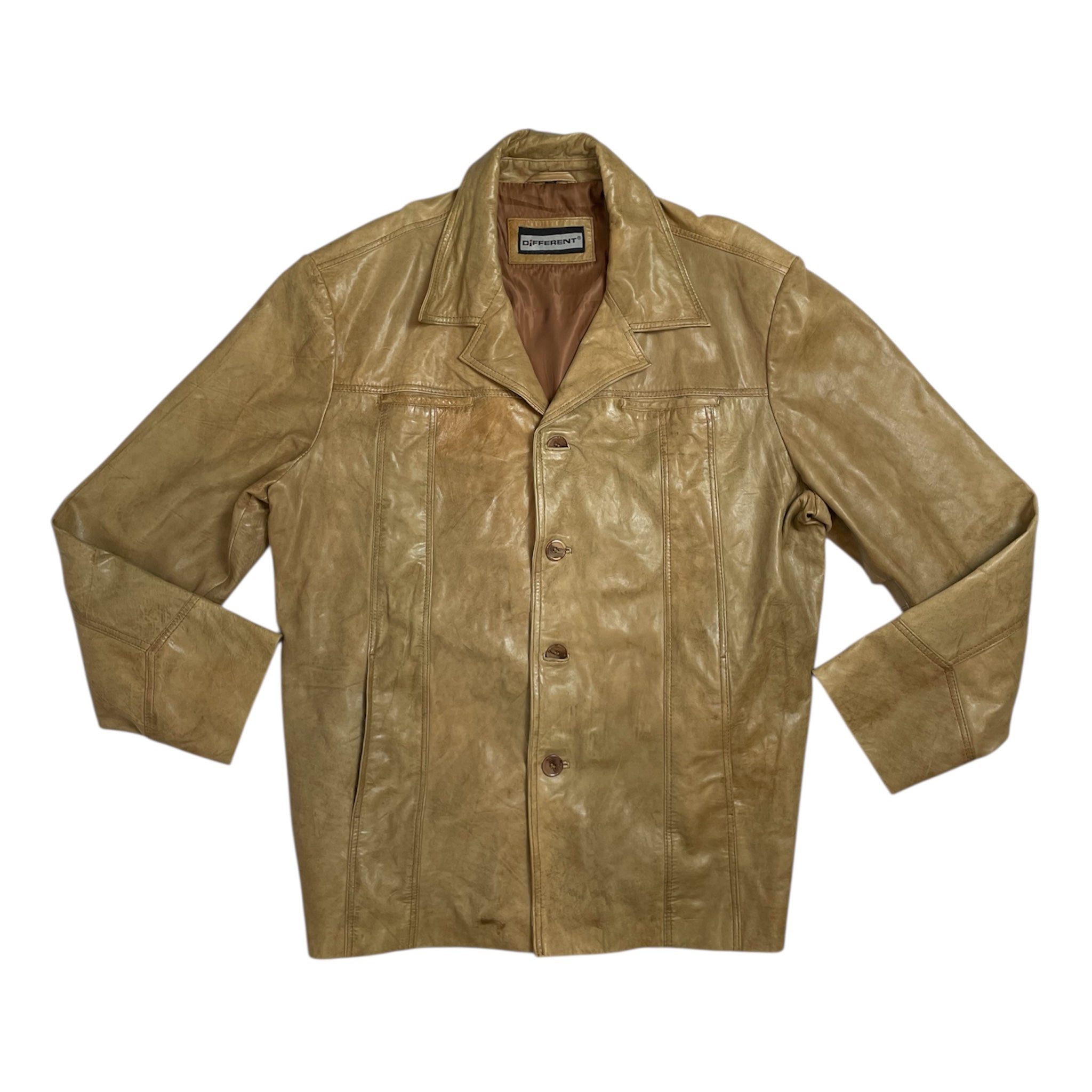 Vintage Different Tan Real Leather Jacket | Size L - XL