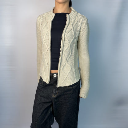 Romantic Collection Beige Cable Knit Zip Cardigan | Best Fit UK 8