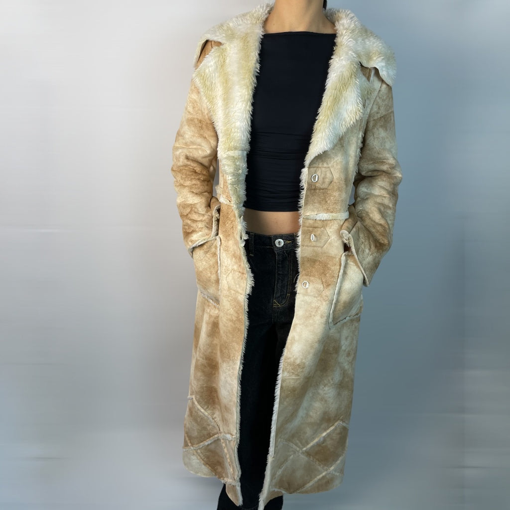 Vintage Energie Faux Shearling Maxi Coat | Best Fit UK 8-10
