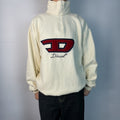 Vintage Diesel Cream Half-Zip Fleece with Red Logo | Men's XL