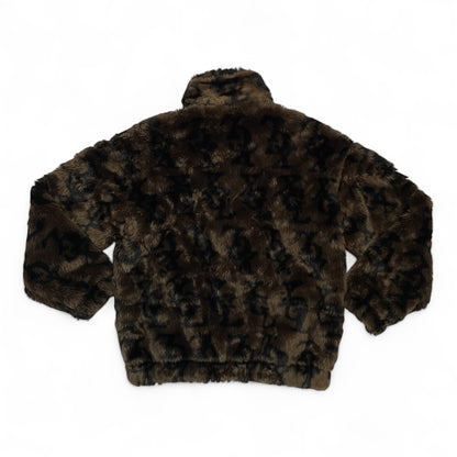 Rare X-girl Japan Faux Fur Monogram Logo Jacket | NYC × Tokyo Streetwear | Best Fit UK 10