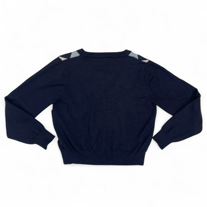 Romwe Navy Blue Argyle Cropped Cardigan | Best Fit UK 8