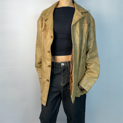 Vintage Different Tan Real Leather Jacket | Size L - XL