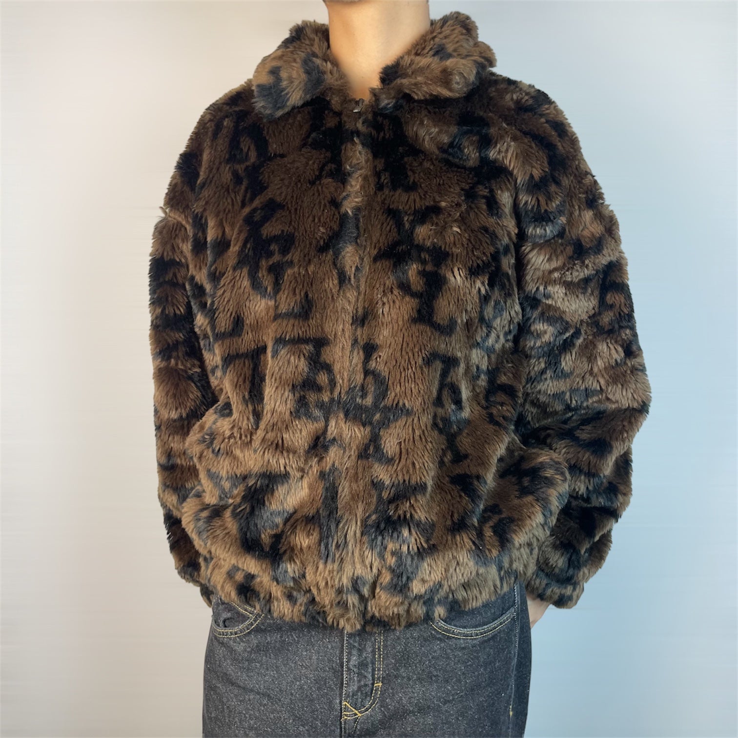 Rare X-girl Japan Faux Fur Monogram Logo Jacket | NYC × Tokyo Streetwear | Best Fit UK 10