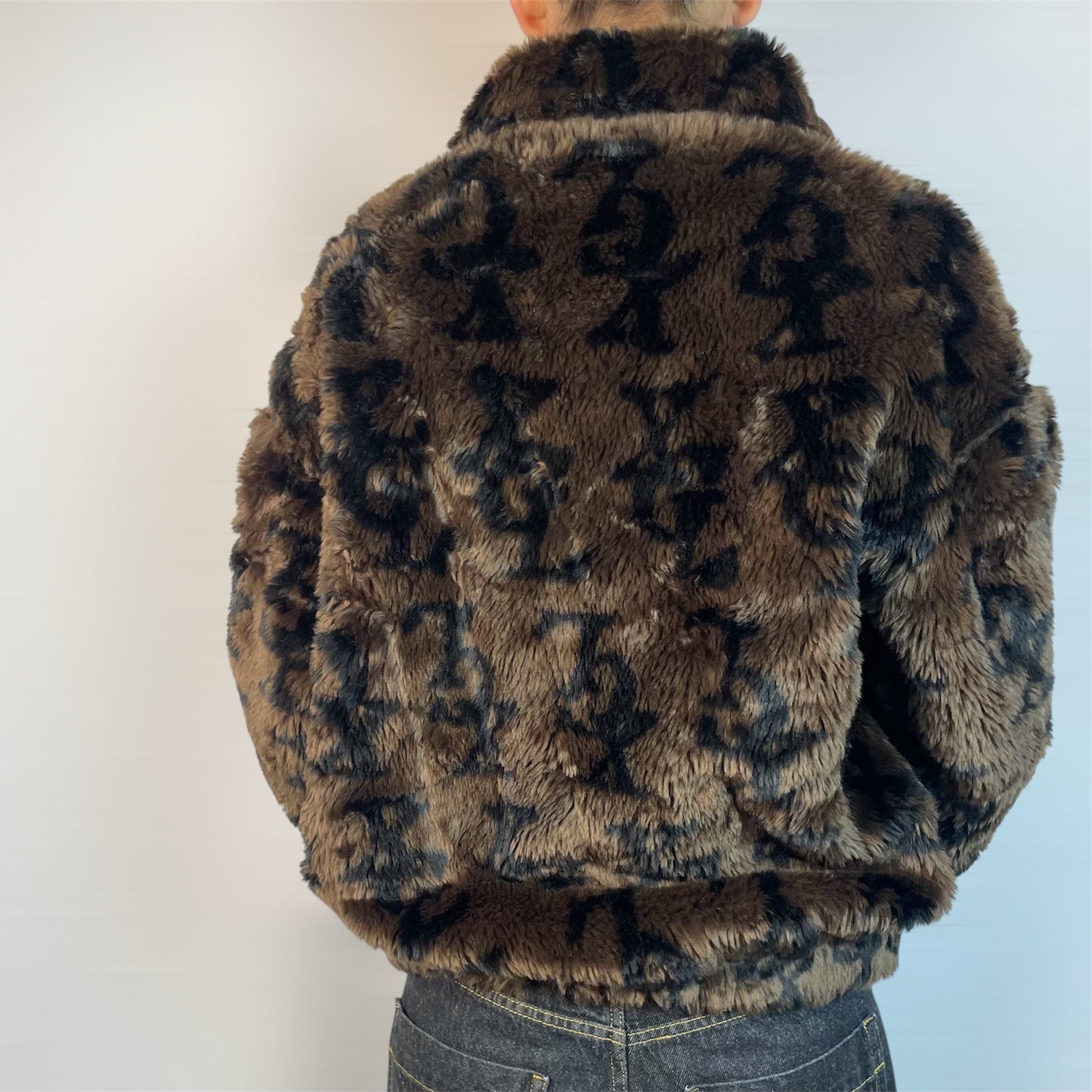 Rare X-girl Japan Faux Fur Monogram Logo Jacket | NYC × Tokyo Streetwear | Best Fit UK 10