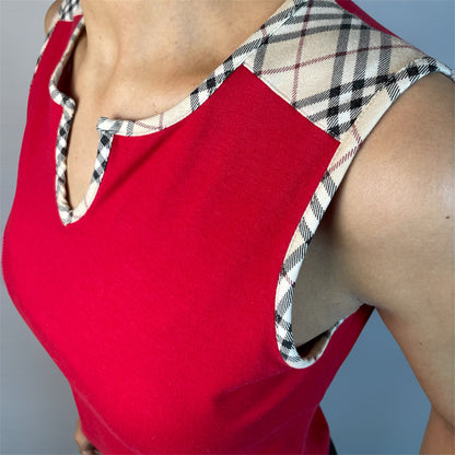 Burberry London Japan Nova Check Trim Sleeveless Top | Best Fit UK 8