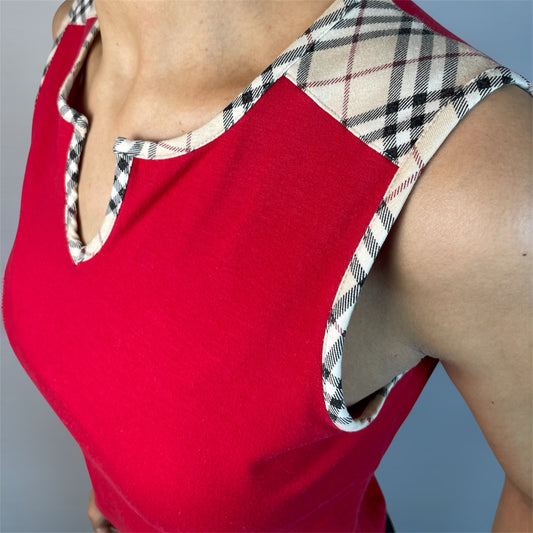 Burberry London Japan Nova Check Trim Sleeveless Top | Best Fit UK 8