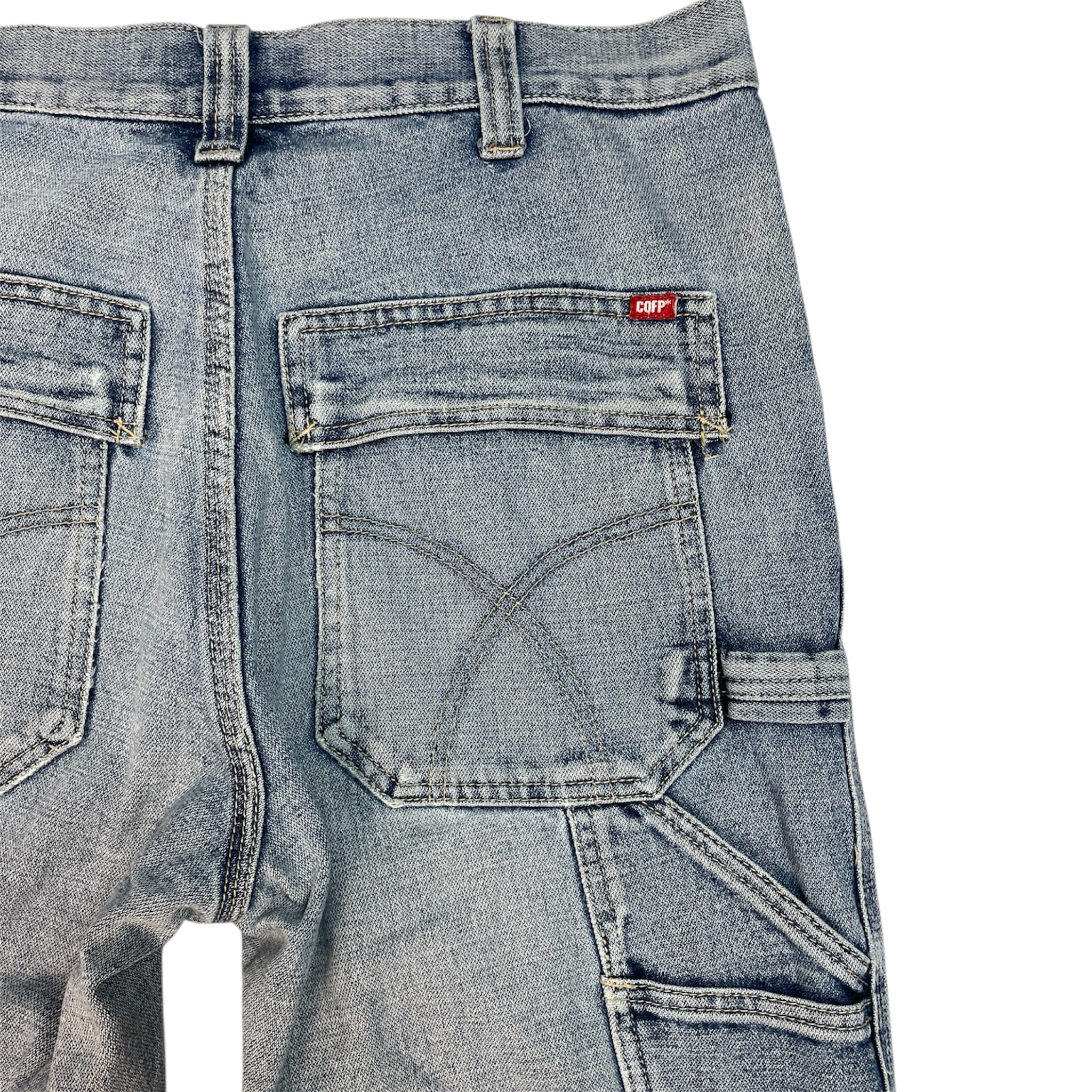 Authentic CQFP* Y2K Utility Cargo Jeans in Washed Denim | Best Fit UK 10