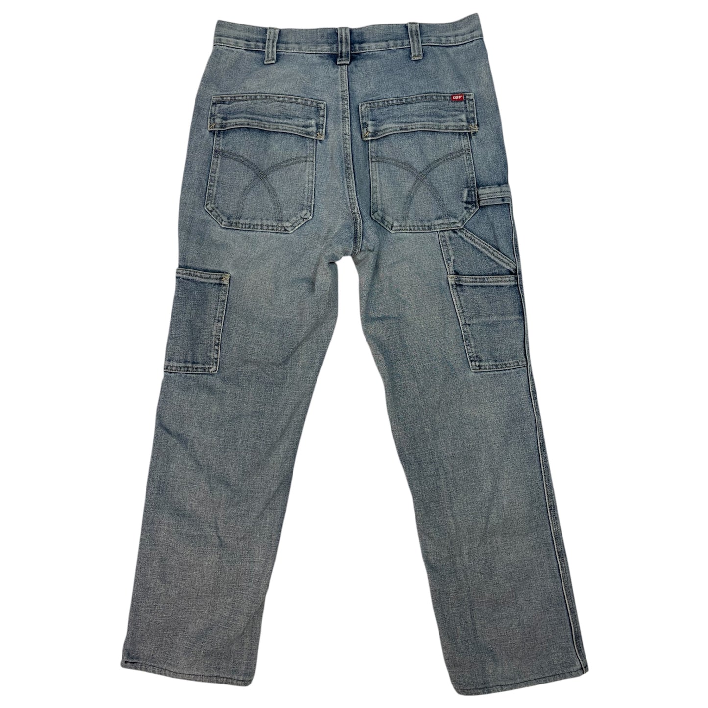 Authentic CQFP* Y2K Utility Cargo Jeans in Washed Denim | Best Fit UK 10
