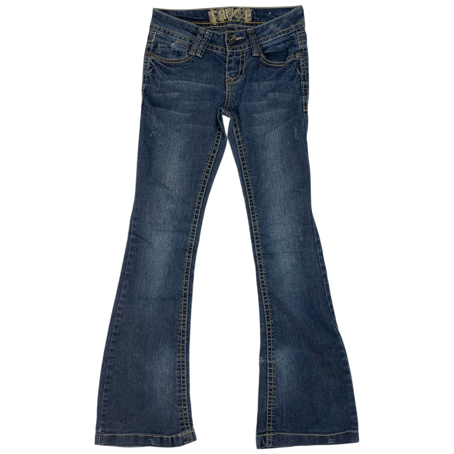Y2K Truce Low-Rise Bootcut Jeans with Embroidered Pockets | Best Fit UK 4-6