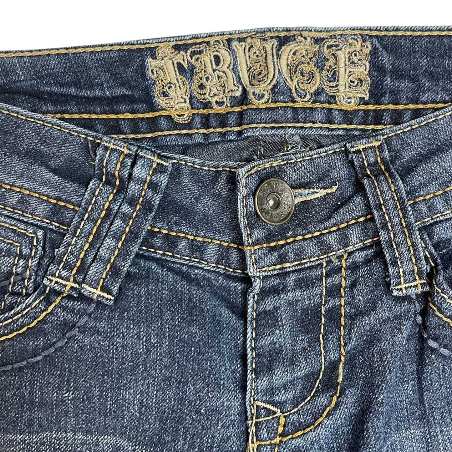 Y2K Truce Low-Rise Bootcut Jeans with Embroidered Pockets | Best Fit UK 4-6