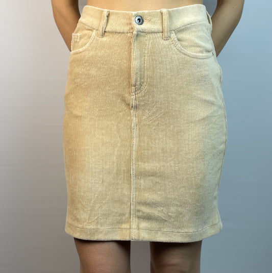 Vintage Beige Corduroy Skirt by UP Fashion | Best Fit UK 6-8