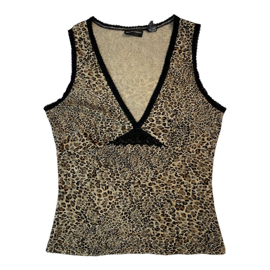 Vintage Y2K New York & Company Leopard Lace-Trim Top | size M / UK 10