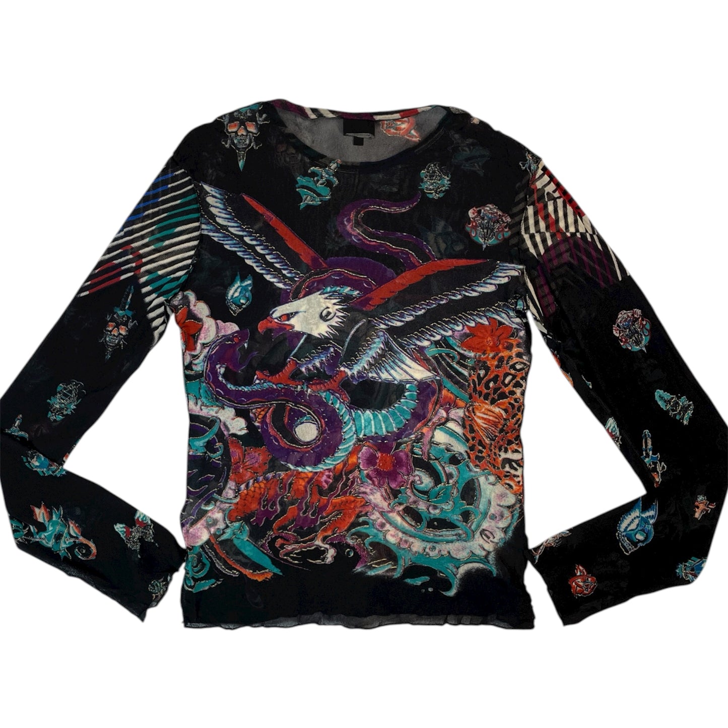 Vintage Just Cavalli Mesh Tiger Graphic Top | Best Fit UK 8-10