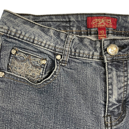 Vintage Y2K One Jane Bootcut Jeans with Embroidered Cross Pockets | size UK 10