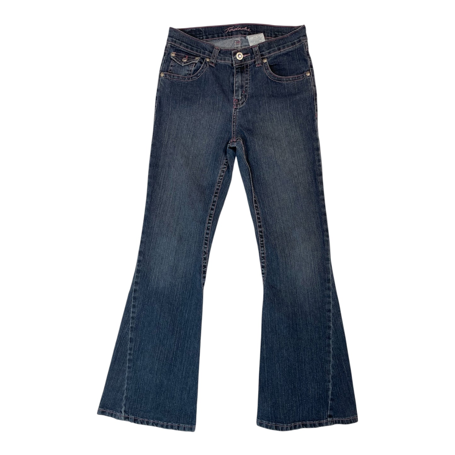 Vintage Y2K Jordache Bootcut Jeans with Pink Stitch & Gem Buttons | Best Fit UK 6