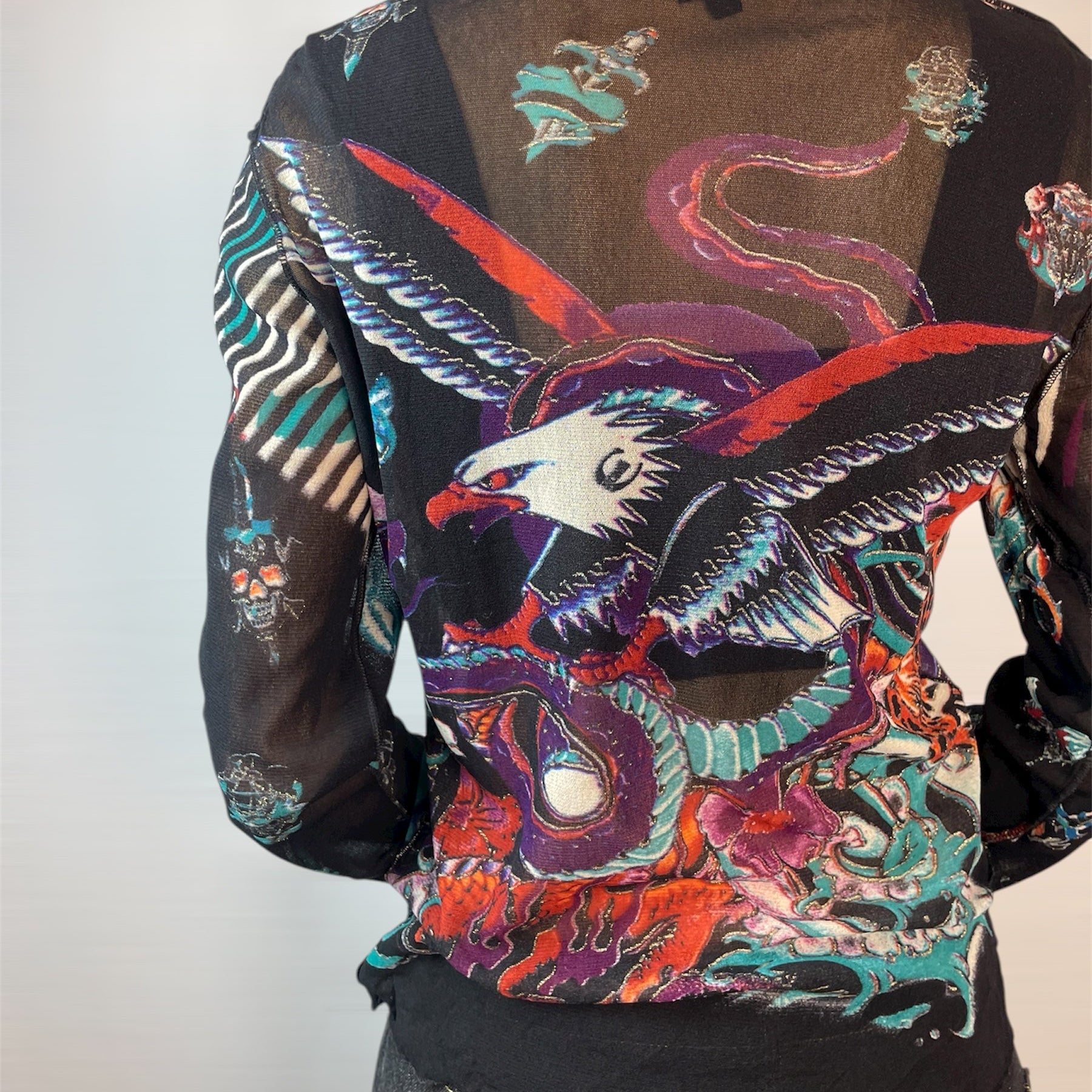 Vintage Just Cavalli Mesh Tiger Graphic Top | Best Fit UK 8-10