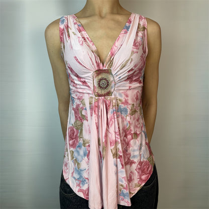 Vintage Y2K Danesi USA Floral Beaded Top | Best fit UK 6-8