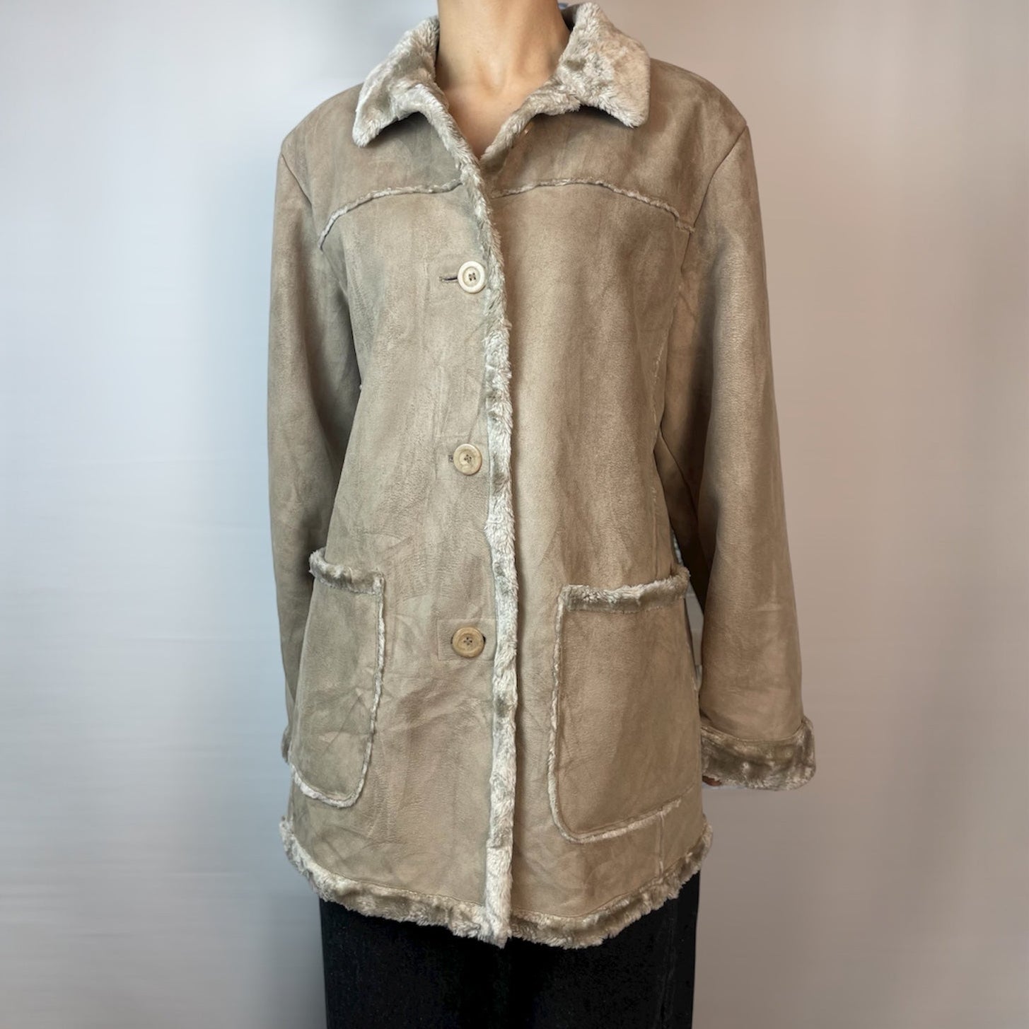 Vintage Y2K Mulberry Street Faux Shearling Coat | Best Fit UK 10