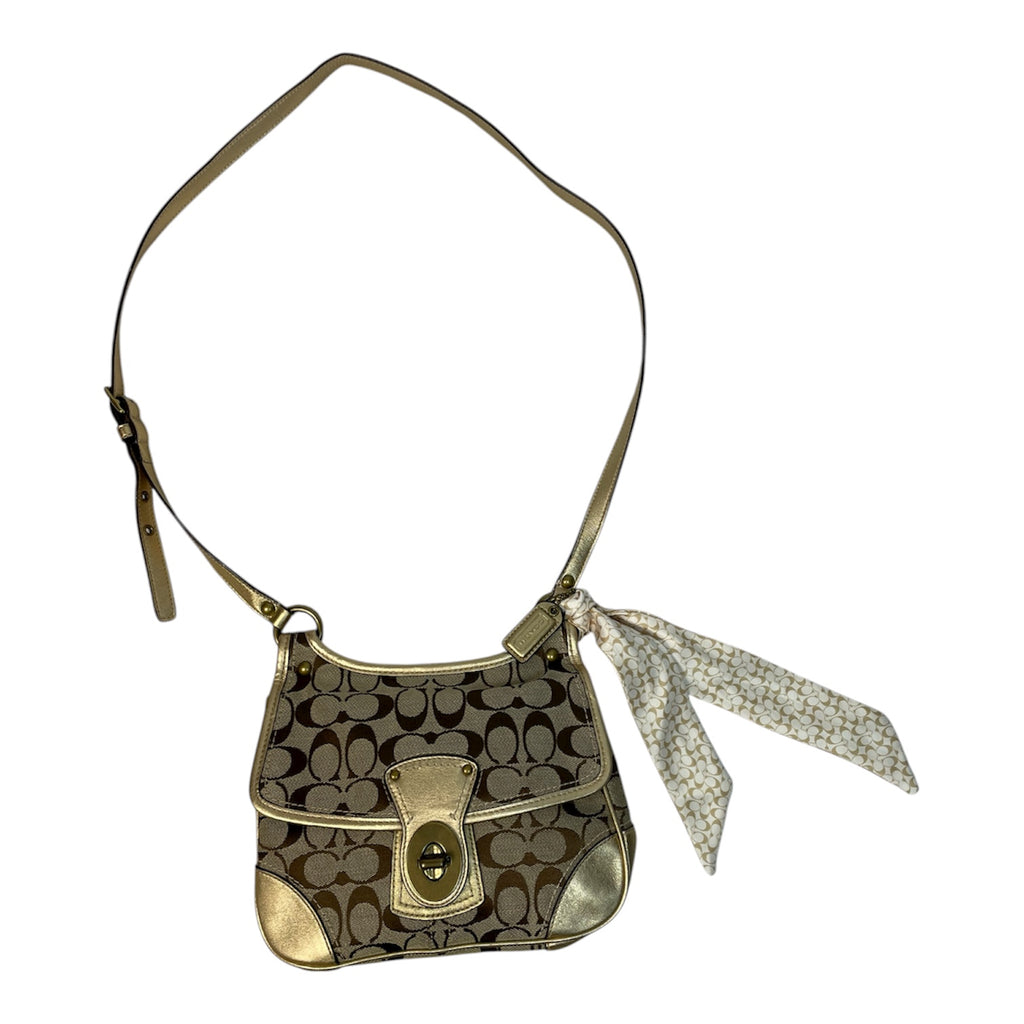 Authentic Coach Japan Edition Signature Shoulder Bag |  Gold / Brown
