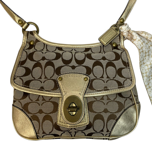 Authentic Coach Japan Edition Signature Shoulder Bag |  Gold / Brown