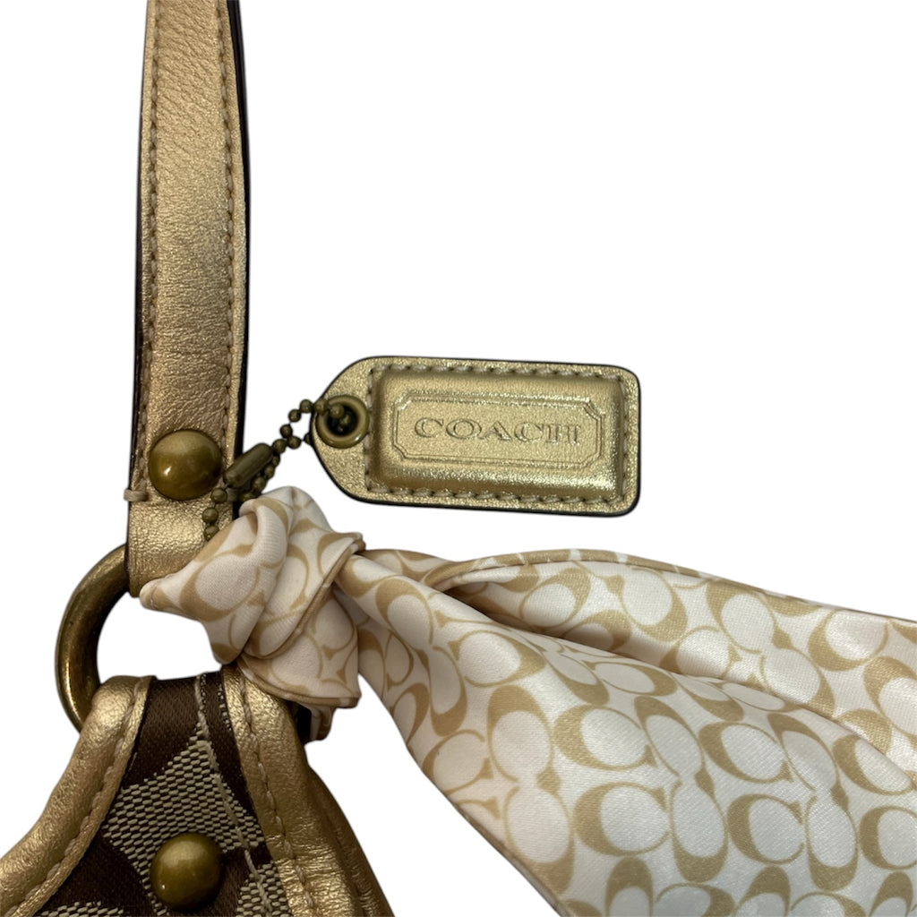 Authentic Coach Japan Edition Signature Shoulder Bag |  Gold / Brown