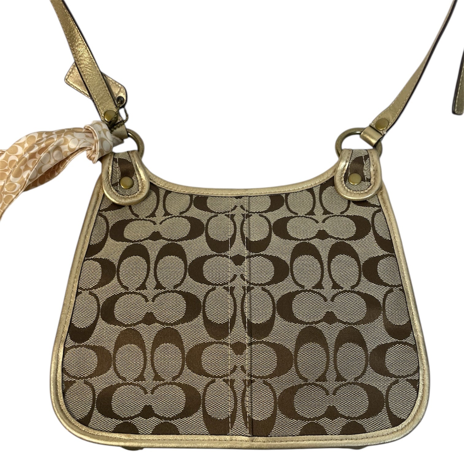 Authentic Coach Japan Edition Signature Shoulder Bag |  Gold / Brown